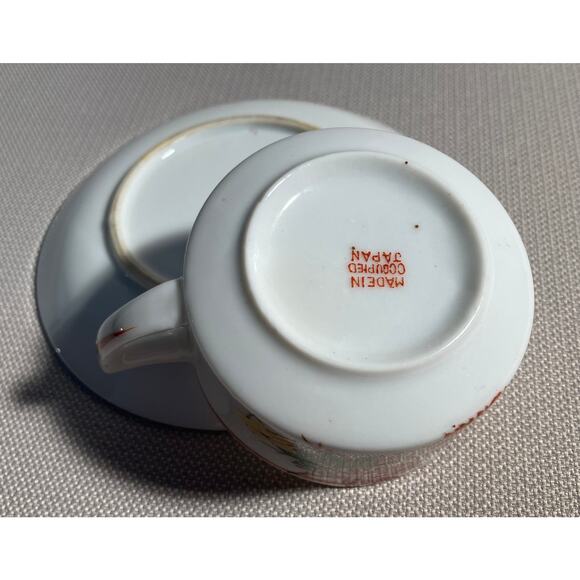 Fall Demitasse Tea Cup & Saucer Hand painted  Leaves OCCUPIED JAPAN - Picture 8 of 9